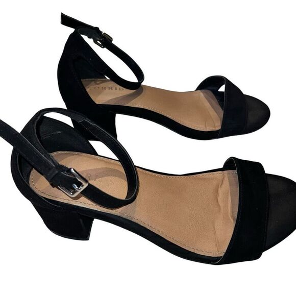 Torrid Womens Size 7 Wide Open Toe Sandals Black Ankle Strap Chunky Block Heel - Picture 4 of 5